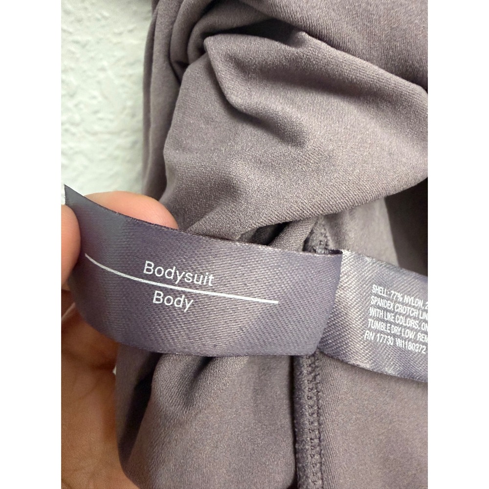 Auden Luxe Stretch Fully Lined Bodysuit Mauve Gray XXL Short Sleeve Crew Neck - Picture 7 of 10